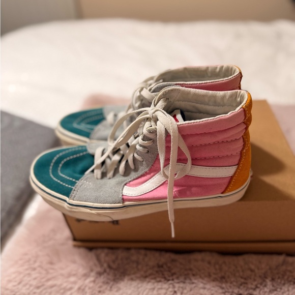 Vans Women's Teal, Pink, and Gray High-Top Sneakers - Picture 2 of 6